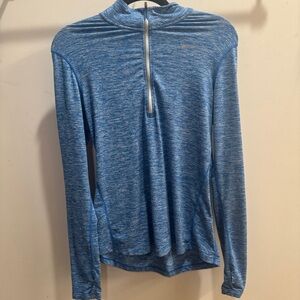 Nike Blue Heather Long Sleeve Quarter-Zip Top